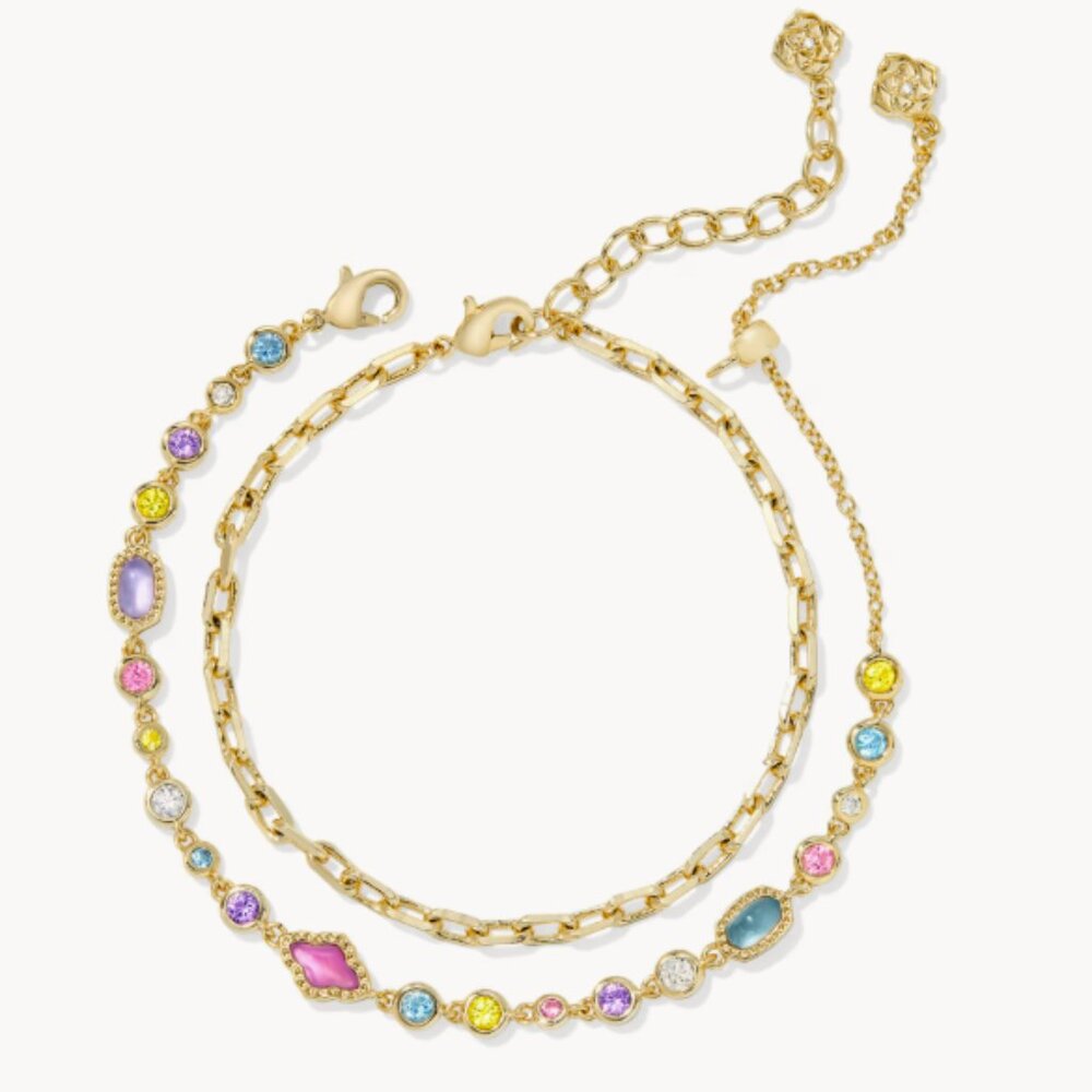 Kendra Scott Mini Elisa and Abbie Gold Set of 2 Bracelets $115 MSRP NWT
